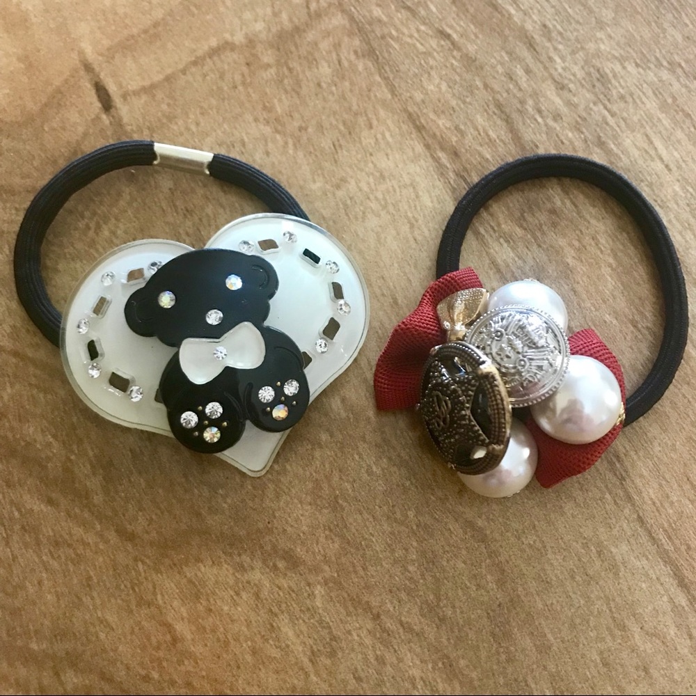 2 Hair Tie Embellished Korean Hair Accessories